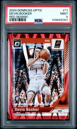 2024 PANINI DONRUSS OPTIC #11 DEVIN BOOKER RED SEISMIC /149 - PSA 9 - Image 1