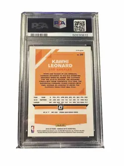 2019 Panini Donruss Optic Kawhi Leonard Purple Holo PSA 9 - Image 2