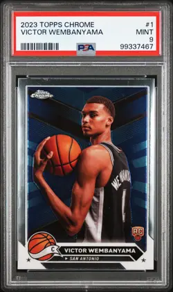 Victor Wembanyama 2023 Topps Chrome Rookie #1 PSA 9 Mint Spurs RC - Image 1