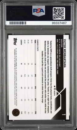 Victor Wembanyama 2023 Topps Chrome Rookie #1 PSA 9 Mint Spurs RC - Image 2