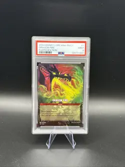 Disney Lorcana en C1-Lorcana Challenge Promo #1 Dragon Fire PSA 9 Mint - Image 1