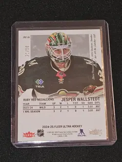 2024-25 UD Fleer Ultra Jesper Wallstedt Medallions Ruby Rookie 21/50 RARE M-16 - Image 2