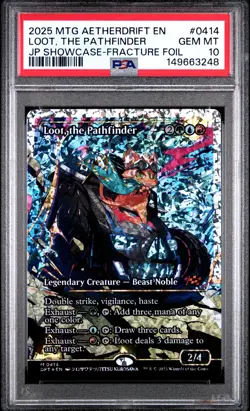 2025 MTG AETHERDRIFT JAPAN SHOWCASE-FRACTURE FOIL LOOT, THE PATHFINDER PSA 10 - Image 1
