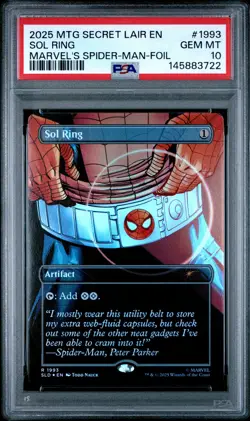 2025 MTG SECRET LAIR DROP MARVEL'S SPIDER-MAN: HEROIC DEEDS-FOIL SOL RING PSA 10 - Image 1