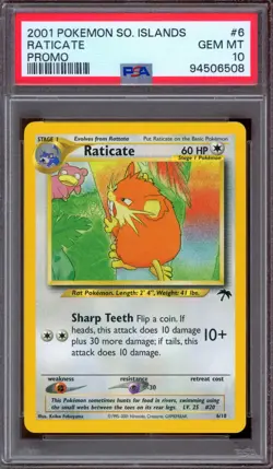 PSA 10 Pokemon 2001 Southern Islands Promo Raticate #6 - Image 1