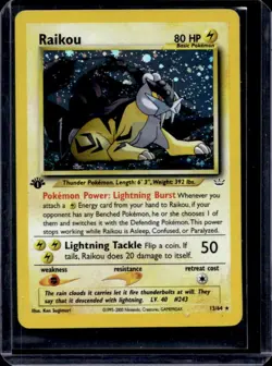 2001 Pokemon Neo Revelation 1st Edition Raikou Holo #13/64 - Image 1