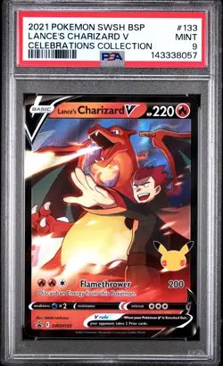2021 POKEMON SWSH CELEBRATIONS COLLECTION PROMO #133 LANCE'S CHARIZARD V PSA 9 - Image 1