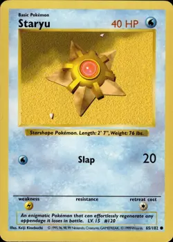 Pokemon Shadowless Base Common Staryu 65/102 - Near Mint (NM) - Image 1