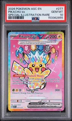 2026 POKEMON ASC EN-ASCENDED HEROES SPECIAL ILLUSTRATION RARE PIKACHU EX PSA 10 - Image 1
