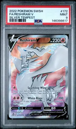 2022 POKEMON SWORD & SHIELD SILVER TEMPEST #172 FULL ART/RESHIRAM V PSA 9 - Image 1