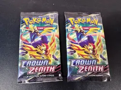 TWO Pokemon TCG Crown Zenith Sealed Booster Packs - Image 1