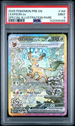 2025 Pokemon Prismatic Evolutions Leafeon EX Special Illustration Rare 144 PSA 9 - Image 1