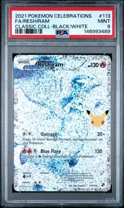 2021 POKEMON CELEBRATIONS CLASSIC COLLECTION #113 FULL ART/RESHIRAM PSA 9 - Image 1