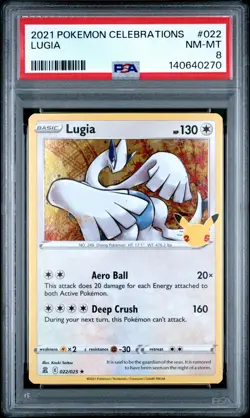 2021 POKEMON CELEBRATIONS #022 LUGIA PSA 8 - Image 1