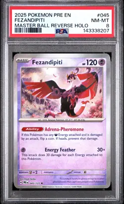 2025 POKEMON PRE EN-PRISMATIC EVOLUTIONS #045 FEZANDIPITI PSA 8 - Image 1