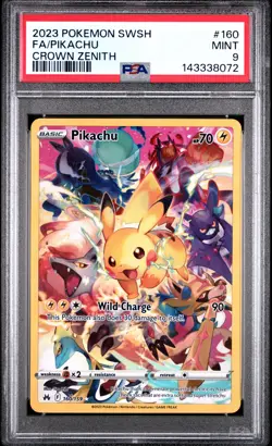 2023 POKEMON SWORD & SHIELD CROWN ZENITH #160 FULL ART/PIKACHU PSA 9 - Image 1