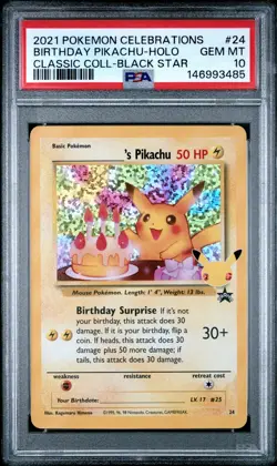 2021 POKEMON CELEBRATIONS CLASSIC COLLECTION #24 BIRTHDAY PIKACHU-HOLO PSA 10 - Image 1