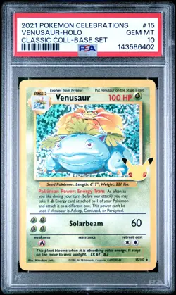 2021 POKEMON CELEBRATIONS CLASSIC COLLECTION #15 VENUSAUR-HOLO PSA 10 - Image 1