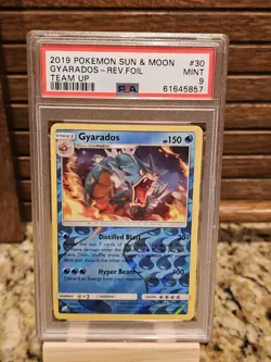 Pokemon Team Up Gyarados 30/181 Reverse Holo Rare PSA 9 Stage 1 EN - Image 1