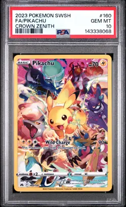 2023 POKEMON SWORD & SHIELD CROWN ZENITH #160 FULL ART/PIKACHU PSA 10 - Image 1
