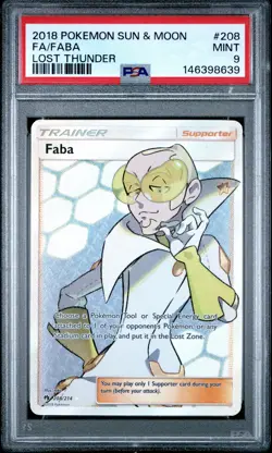 2018 POKEMON SUN & MOON LOST THUNDER #208 FULL ART/FABA PSA 9 - Image 1