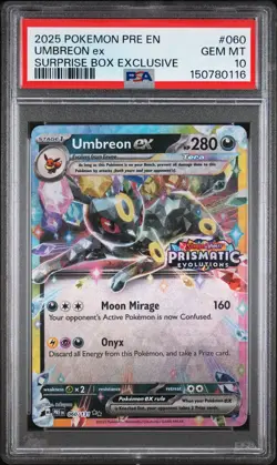 2025 POKEMON PRISMATIC EVOLUTIONS SURPRISE BOX EXCLUSIVE UMBREON EX PSA 10 - Image 1