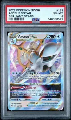 2022 POKEMON SWORD & SHIELD BRILLIANT STARS #123 ARCEUS VSTAR PSA 8 - Image 1