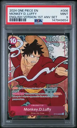 2024 ONE PIECE ENGLISH VERSION 1ST ANNIVERSARY SET #006 MONKEY D. LUFFY PSA 9 - Image 1