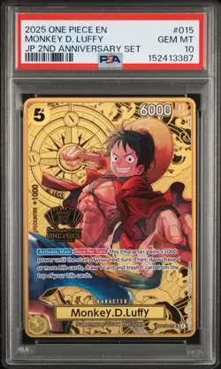 2025 ONE PIECE JAPANESE 2ND ANNIVERSARY SET #015 MONKEY D. LUFFY PSA 10 - Image 1