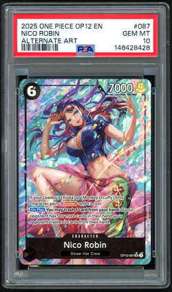 2025 ONE PIECE NICO ROBIN ALTERNATE ART OP12-LEGACY OF THE MASTER #087 PSA 10 - Image 1