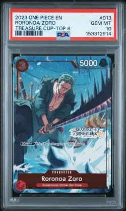 2023 ONE PIECE PROMOS TREASURE CUP 2023-TOP 8 #013 RORONOA ZORO PSA 10 - Image 1