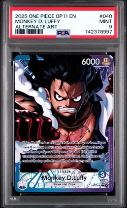 2025 One Piece OP11 En Monkey D Luffy Alternate Art #040 PSA 9 Mint - Image 1