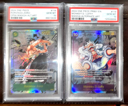 One Piece Luffy & Zoro alt art Parallel Manga OP05 Replica PSA 10 Style Proxy - Image 1