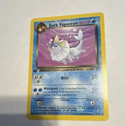 Pokemon 1st Edition Dark Vaporeon Team Rocket 45/82 Uncommon English Card - Image 1