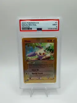 PSA 9 MINT Minun 2003 EX Dragon 7/97 Reverse Holo Pokemon Card - Image 1