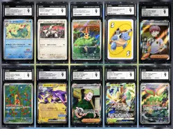 CGC 9 MINT 10x Card Lot Japanese Full Art Blastoise Leafeon Holo Pokemon TCG B - Image 1