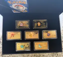 Pokemon Cards and 7pc. Collectible Gold-Plated Bars - Guaranteed Vintage Cards! - Image 3