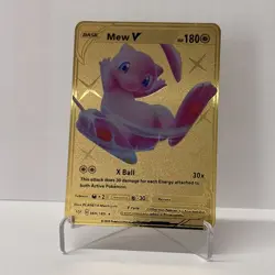Mew V HP180 Gold Metal Pokemon Card-Collectible Gift Display！COOL - Image 1