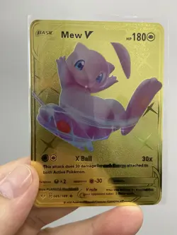 Mew V HP180 Gold Metal Pokemon Card-Collectible Gift Display！COOL - Image 2