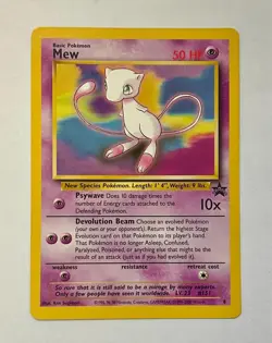 2000 Wizards of the Coast Pokemon League Mew Black Star Promo Card #8 NM - Image 1