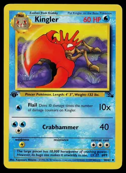 Pokemon Card - Kingler Fossil 38/62 1st Edition Uncommon - Image 1