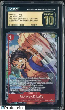 2026 One Piece The Azure Sea's Seven Alt Art Monkey D Luffy CGC 10 PRISTINE - Image 1