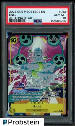 2025 One Piece EB02 EN Alternate Art #052 Enel PSA 10 GEM MINT - Image 1