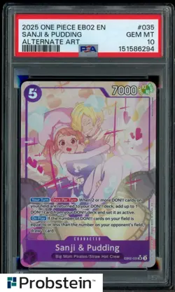 2025 One Piece EB02 EN Alternate Art #035 Sanji & Pudding PSA 10 GEM MINT - Image 1