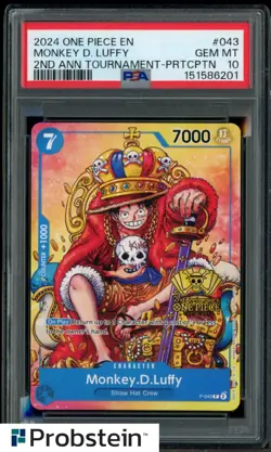 2024 One Piece EN 2nd Anniversary Tournament Participant Monkey D Luffy PSA 10 - Image 1
