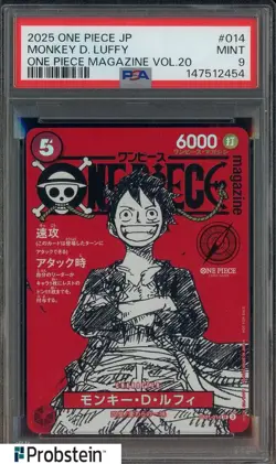 2025 ONE PIECE JPN PROMOS ONE PIECE MAGAZINE VOL.20 #014 MONKEY D. LUFFY PSA 9 - Image 1
