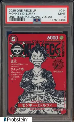 2025 ONE PIECE JPN PROMOS ONE PIECE MAGAZINE VOL.20 #014 MONKEY D. LUFFY PSA 9 - Image 1