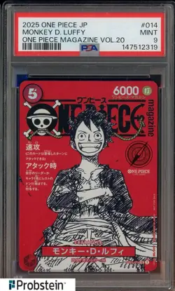 2025 ONE PIECE JPN PROMOS ONE PIECE MAGAZINE VOL.20 #014 MONKEY D. LUFFY PSA 9 - Image 1