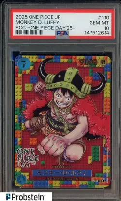 2025 One Piece JPN PCC One Piece Day '25 #110 Monkey D. Luffy PSA 10 GEM MINT - Image 1