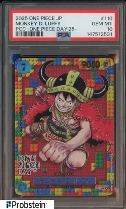2025 One Piece JPN PCC One Piece Day '25 #110 Monkey D. Luffy PSA 10 GEM MINT - Image 1
